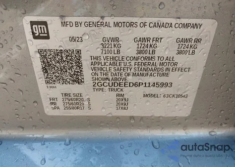 2023 Chevrolet Silverado 1500 4Wd Short Bed Rst from USA, damaged, VIN 2GCUDEED6P1145993